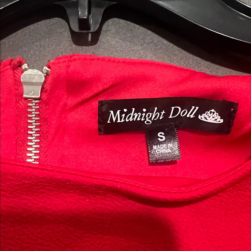 Red Ruffle Sleeve Dress - Picture 2 of 2